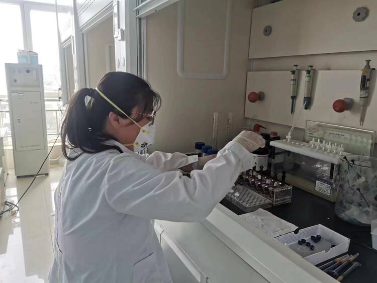 滦平县农业农村局确保春节食品安全_fororder_检测站工作人员正在实验室进行畜禽产品样品前处理 霍亚男 摄